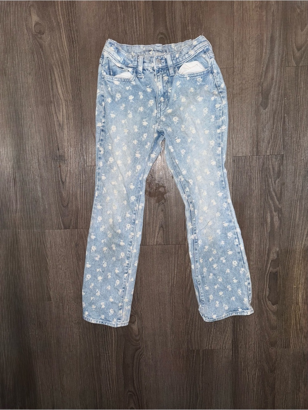 Old Navy Light Blue Floral Print Kids Jeans